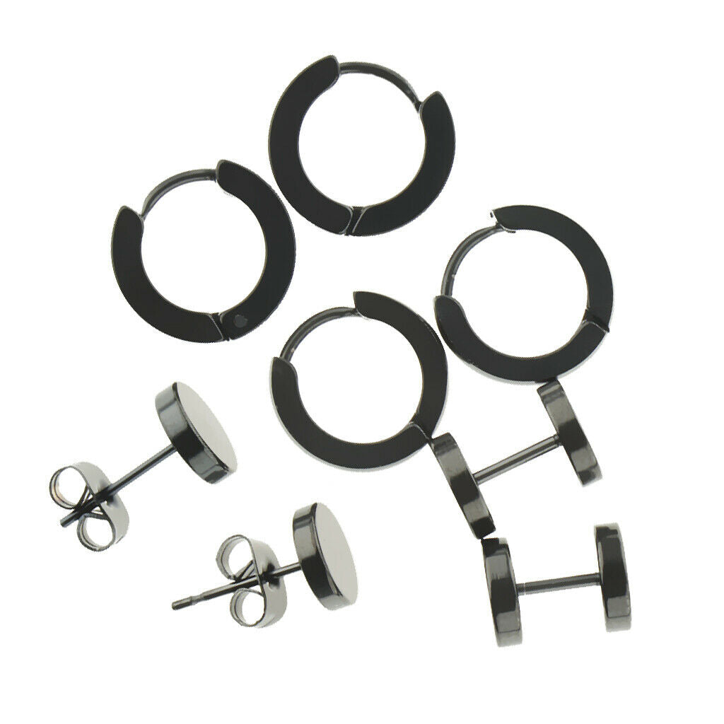 4 Pairs Chic Styles Black Huggie Hoop Earrings Suit Ear Clip For Women Men