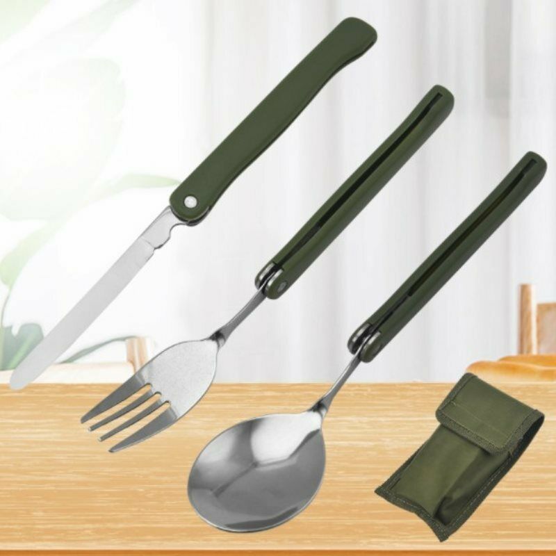 1Set Mini Tableware Set outdoor Tool Folding Cutlery Set with Spoon Fork .l8