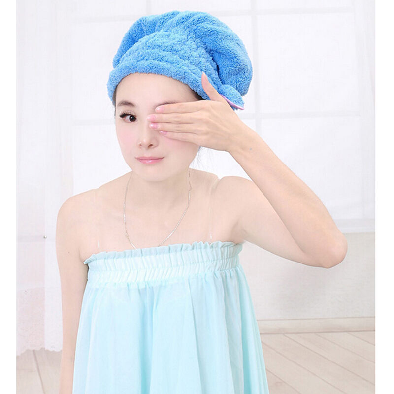 1x Magic Dry Hair Cap Shower Cap Super Absorbent Microfiber Hair Wrap Towel  DD