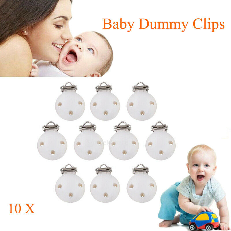 10pcs Pacifier Clips Round Wooden Dummy Clips Toddler Colorful Baby Soother DIY