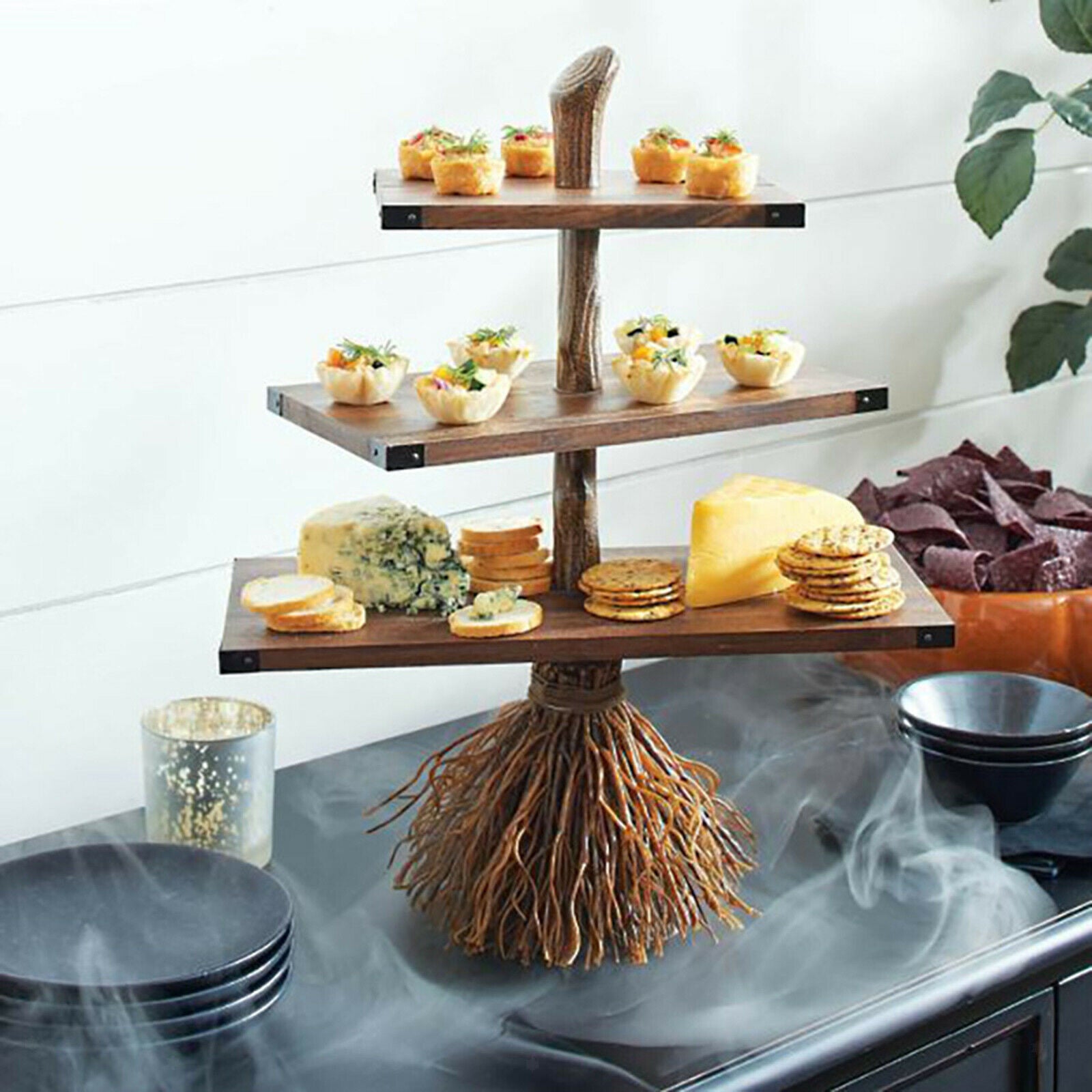 3-Tier Halloween Snack Stand Plastic Cupcake Dessert Plates Fruit Display