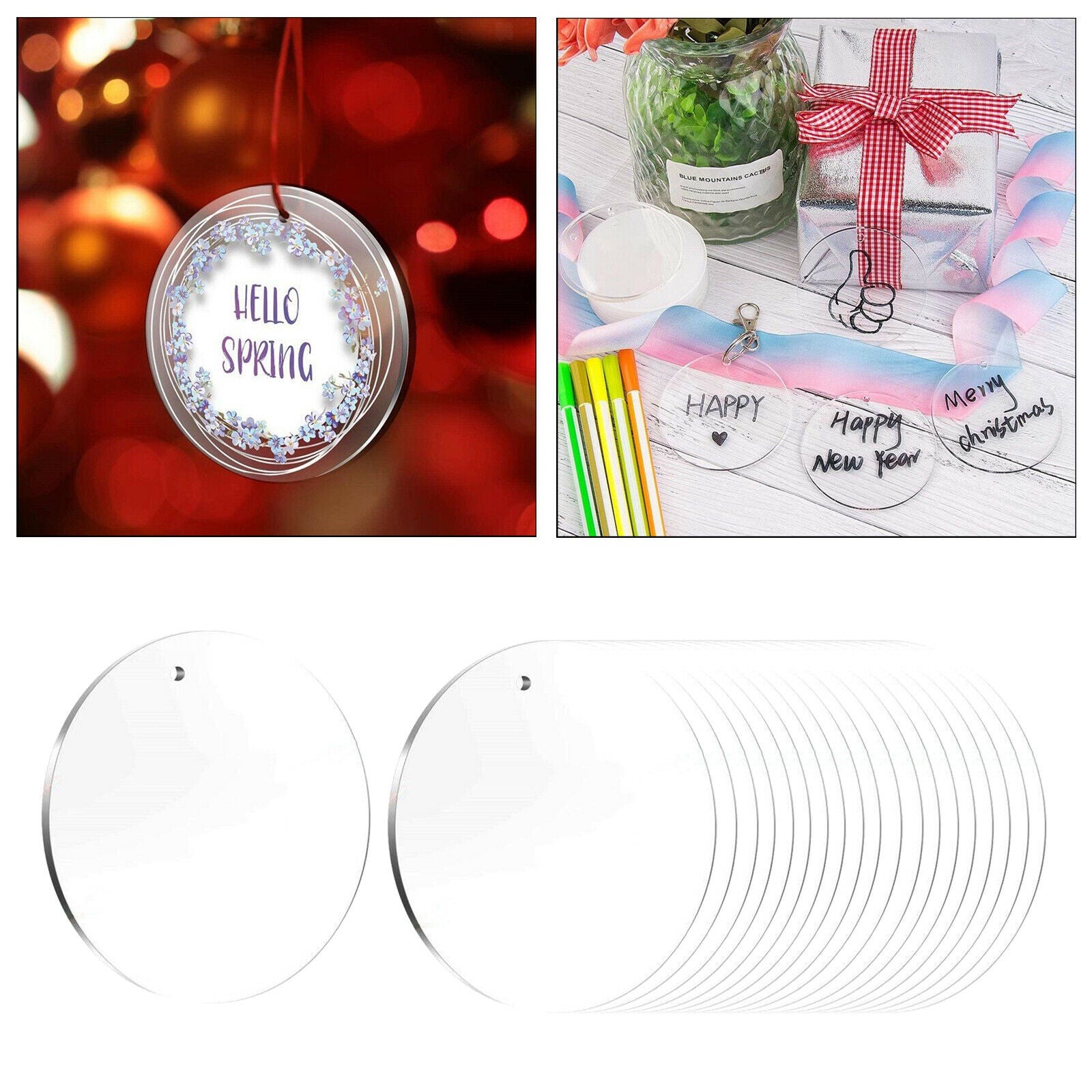 20pcs Acrylic Keychain Blanks Clear Disc 3Inch Keychain Jewelry Making