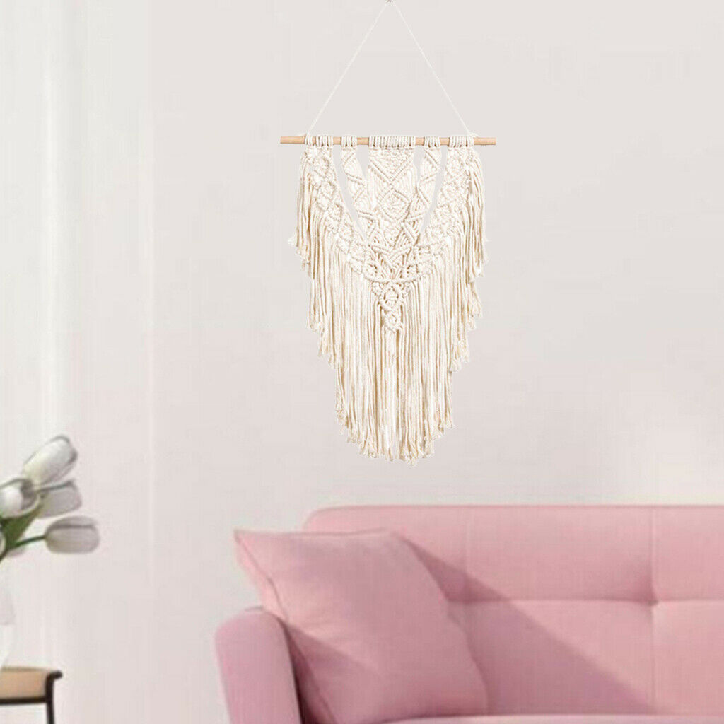 Handmade Boho Cotton Tapestry Macrame Tassel Wedding Wall Hanging Home Dorms