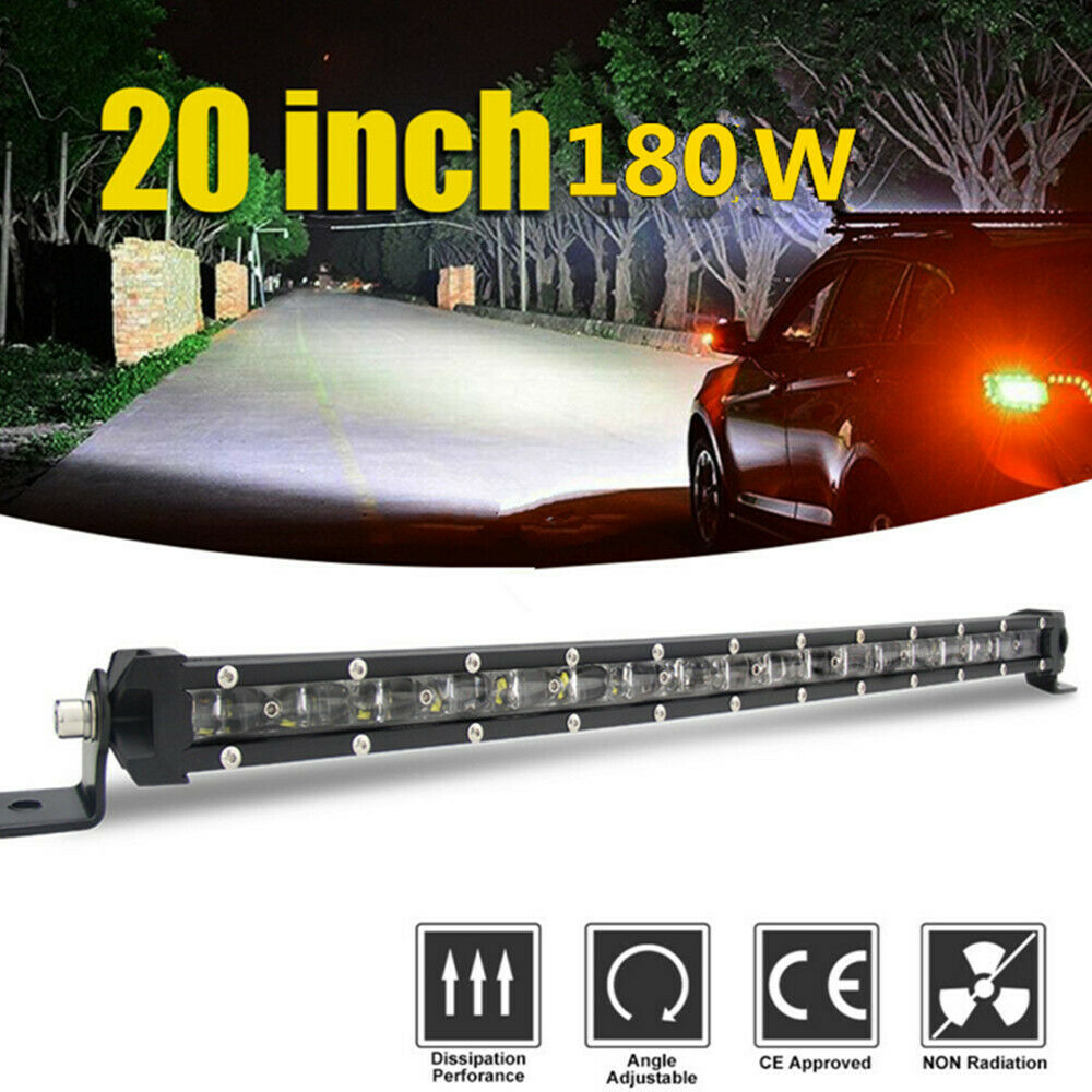 20'' 180W 18000LM Aluminum 6D Spot LED Work Light Bar Single Row Car SUV Lamp