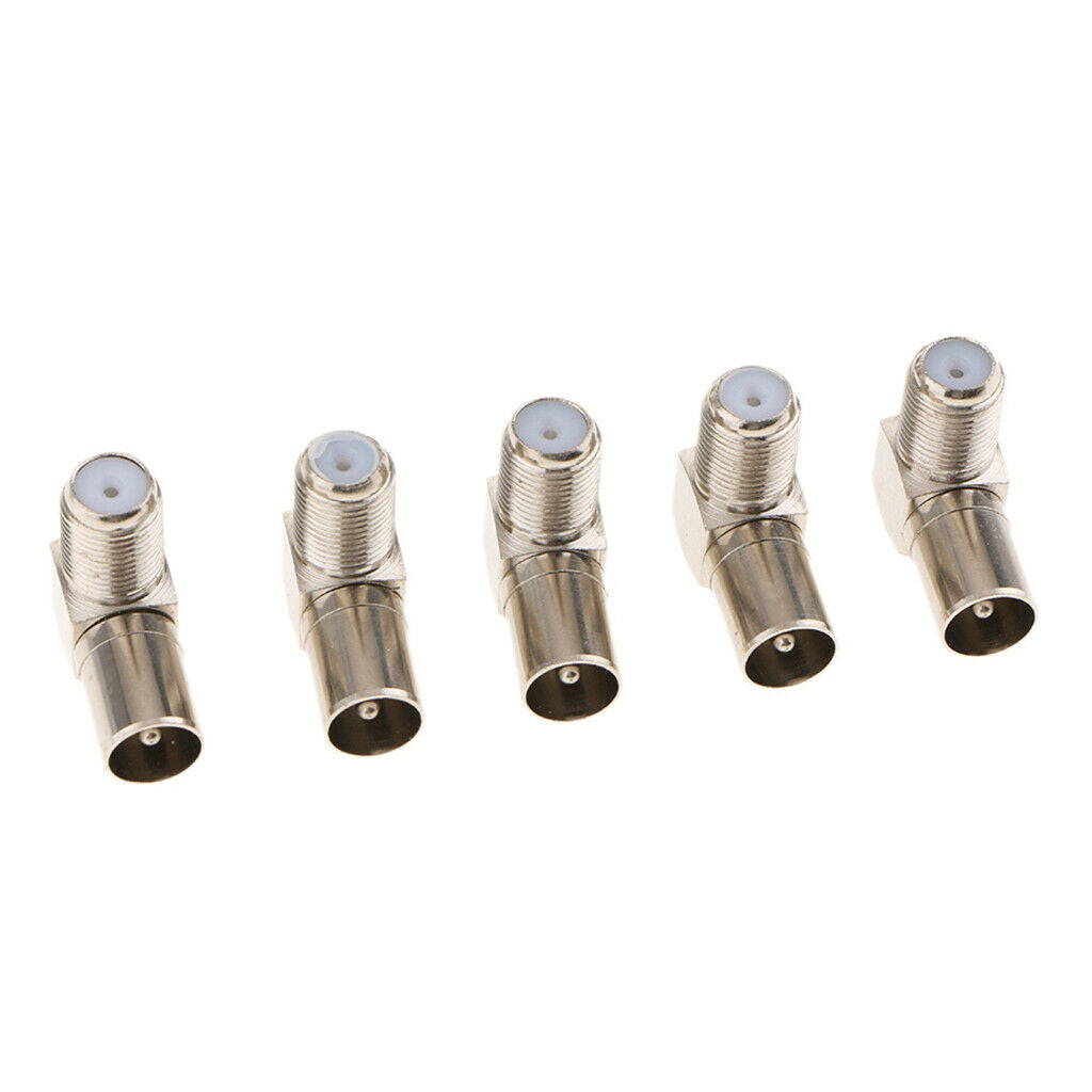 5 Packs F Female   to RF Male Right Angled RF Coaxial Adapter Connectors