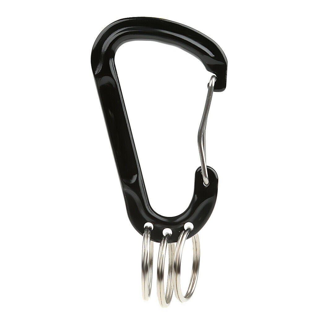Outdoor Carabiner Spring Backpack Belt Clip Key Chain Aluminum - Black