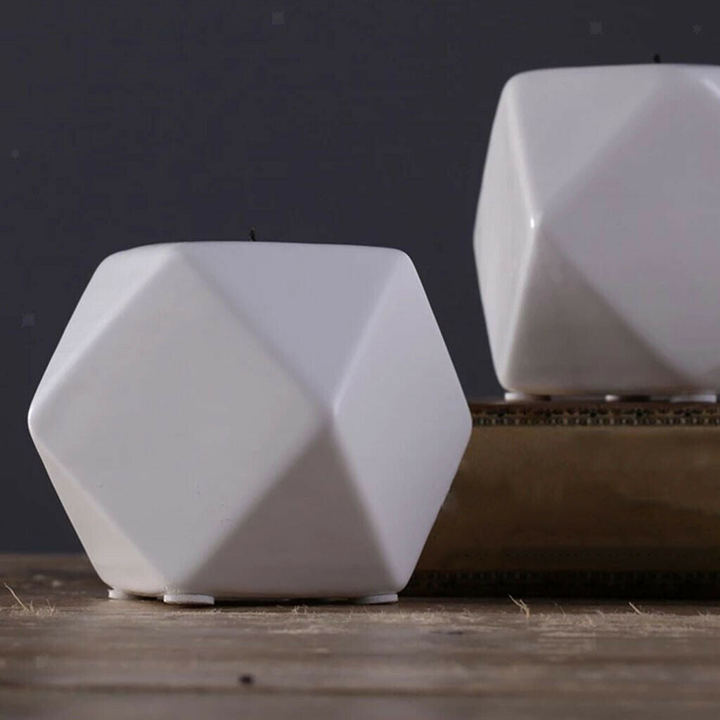 White Ceramic Geometry Candle Holders Candle Centerpieces for Bedroom Decor