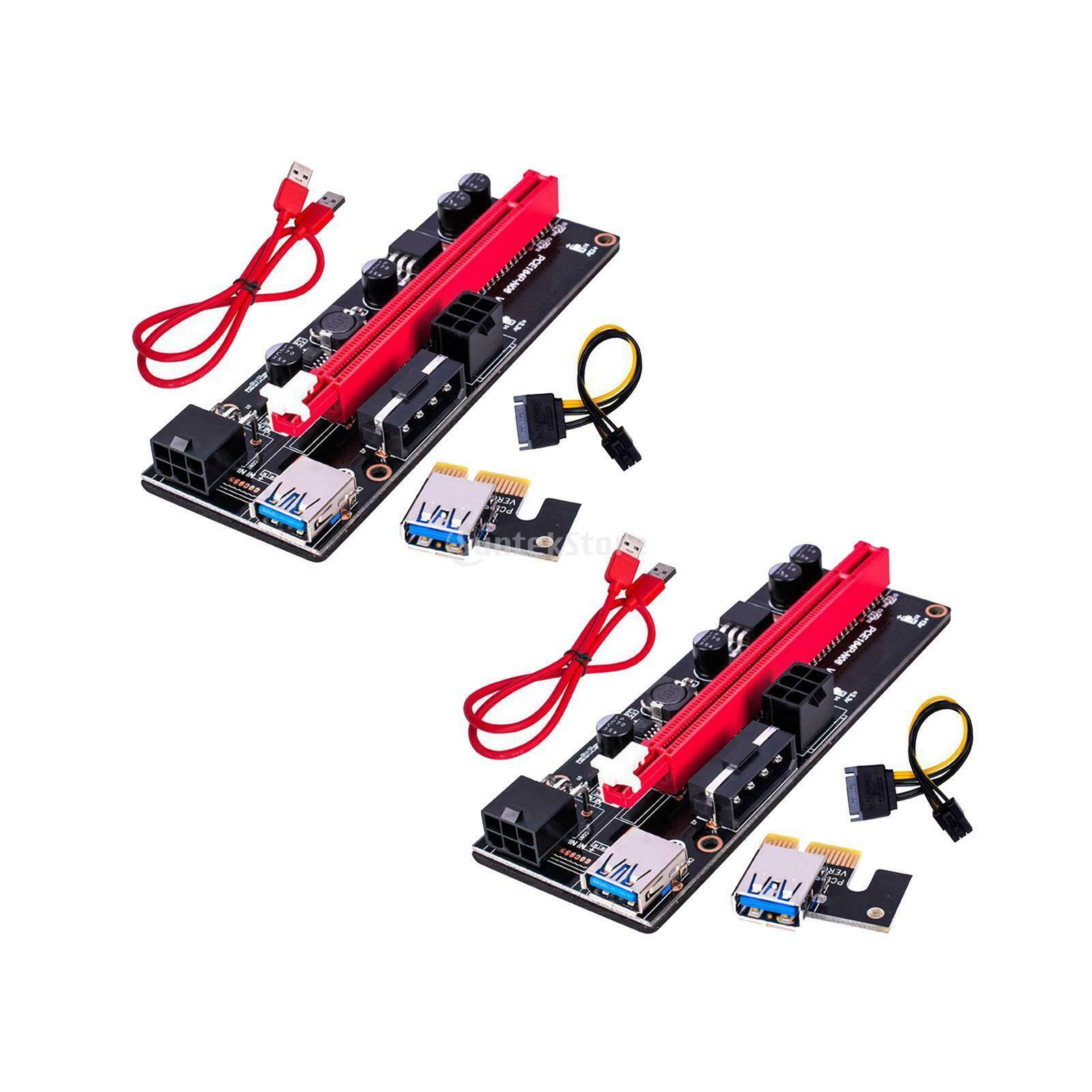 2x PCI-E 1x to 16x Graphic Extension USB3.0 Adapter Card 4 Solid Capacitors