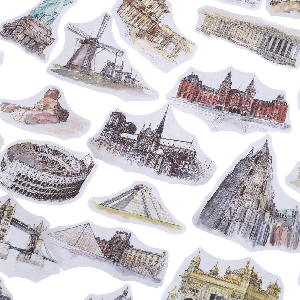 42pcs cities tower label stickers DIY scrapbooking stickers travel world .l8