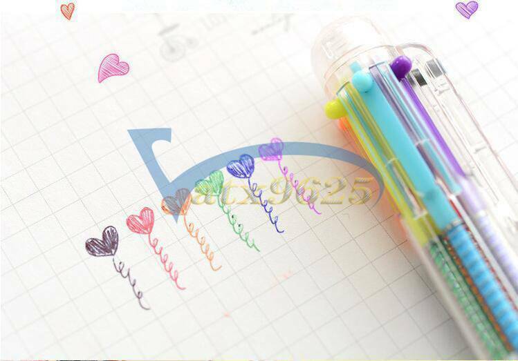 Multi-color 6 in 1 Color Ballpoint Pen Ball Point Pens Kids School Office Supply