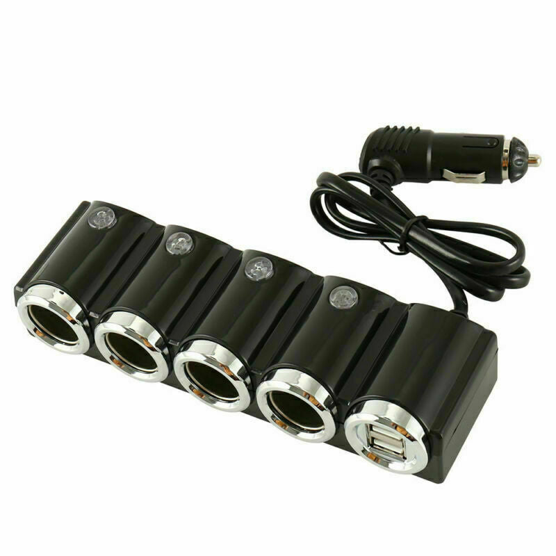 Multi 4 Way Car Cigarette Lighter Socket Splitter USB Plug Charger DC 12V-24V