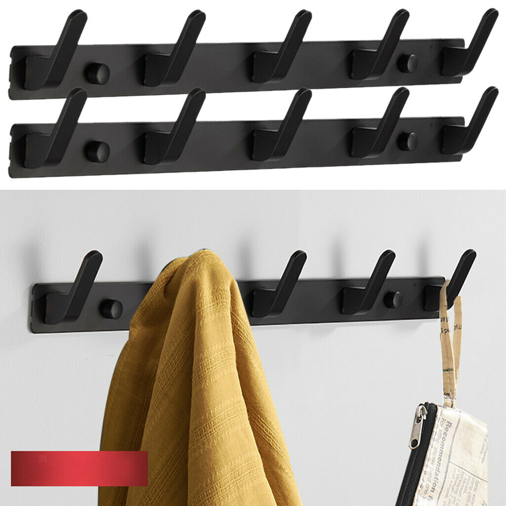 Metal Coat Rack Hanger for Hat Towel Purse Robes Backpack Entryway Black