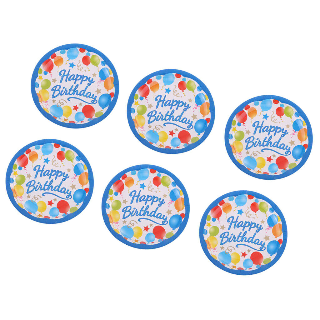 6 Pieces Happy Birthday Balloons Star Disposable Paper Plates Carnival Party