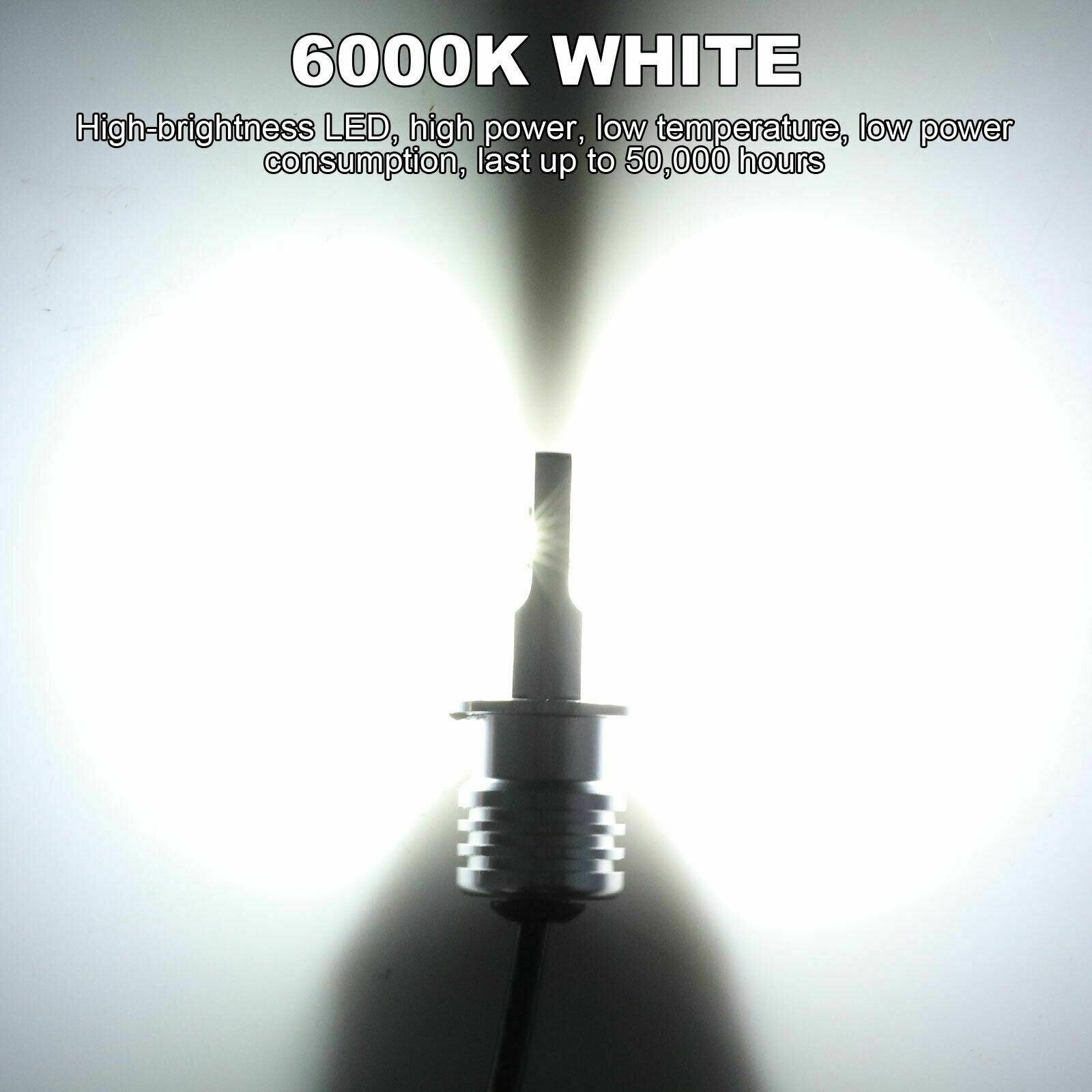 2x H3 Super White CREE LED Headlight Kit 100W 10000LM Fog Driving DRL Bulb 6000K
