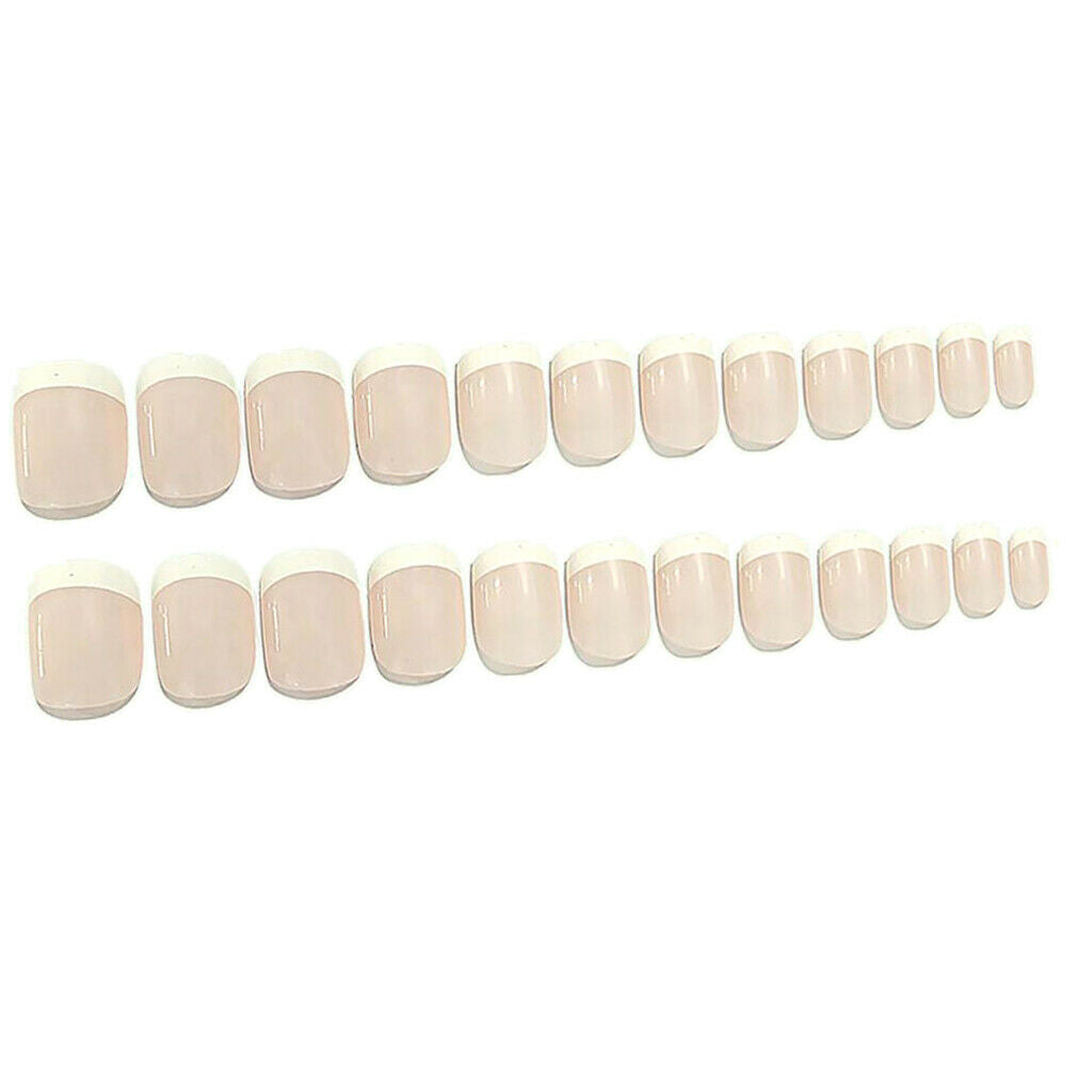 24Pcs Professional French False Nails Tips Natural Nails 12 Sizes for Nail