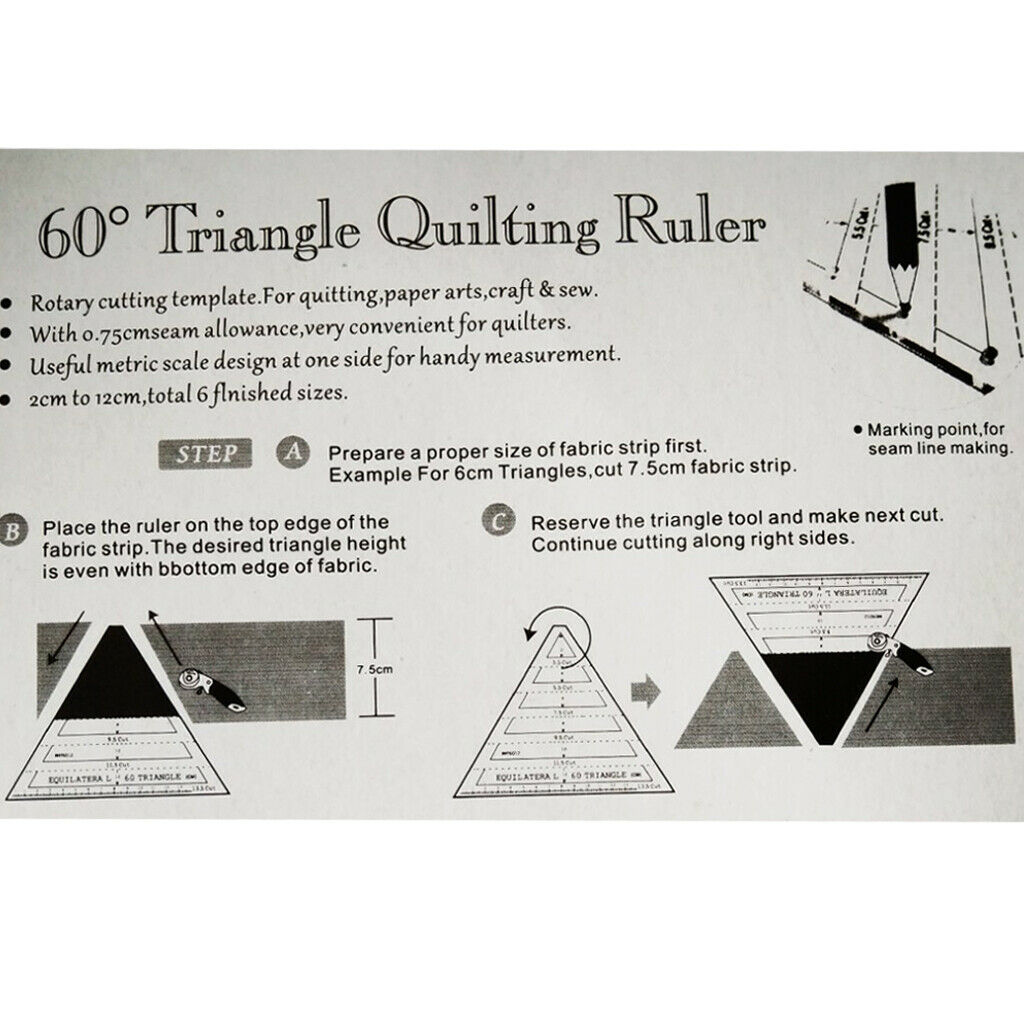 Acrylic 13.5Cut 60 Degree Equilateral Triangle Ruler for DIY Sewing Quilting