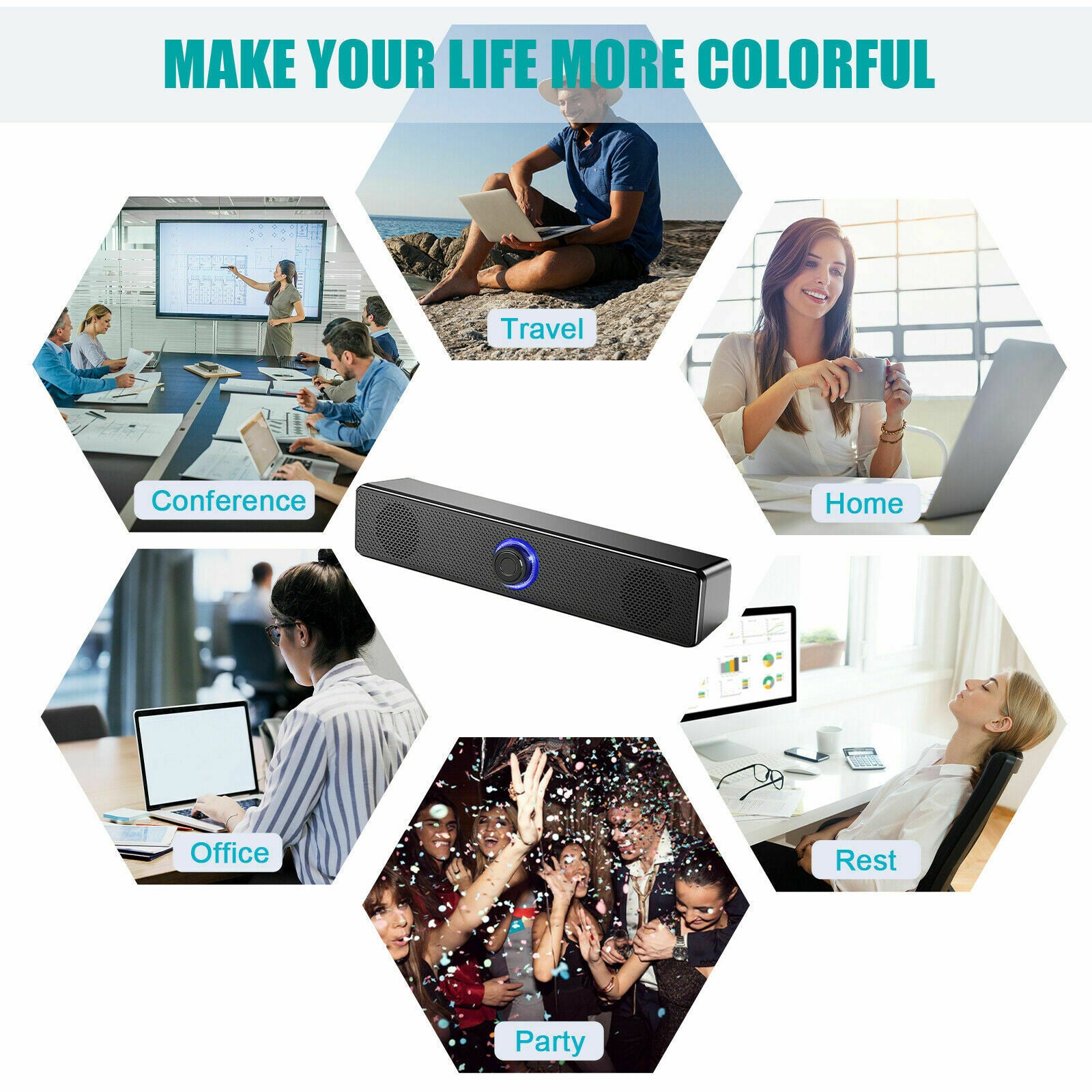 Stereo Bass Sound Computer Speakers 3.5mm USB Wired Soundbar for Laptop Desktop
