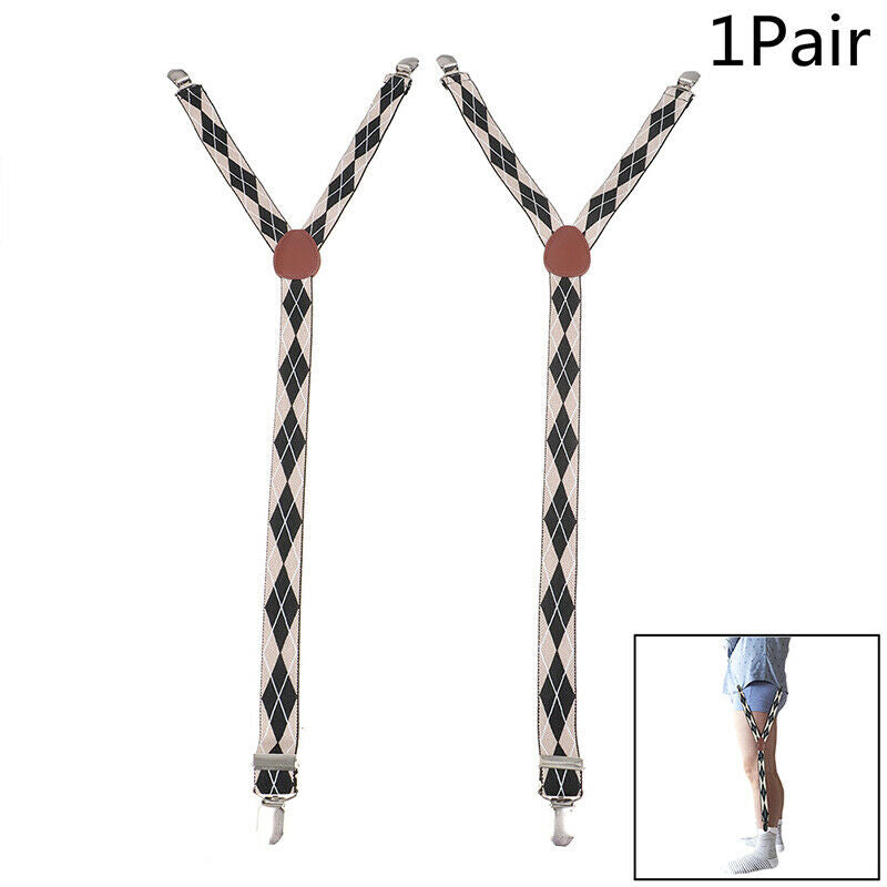 1Pair Shirt Stays Garters Y Shape Military Holder Non-slip Clamps Leg Suspend DD