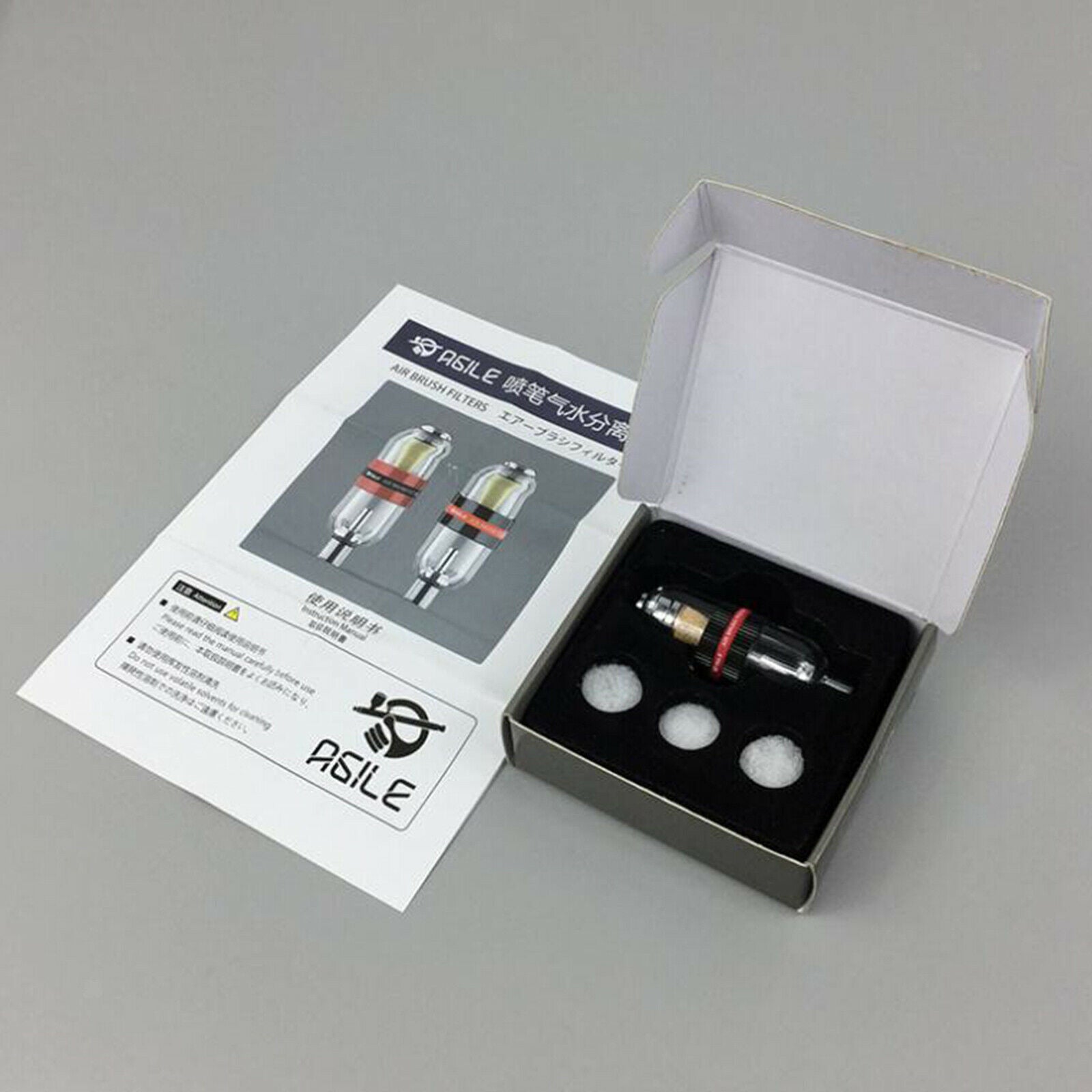 Water Oil Separator Filter for Gun Air Line 1/4 inch Inlet and Outlet black