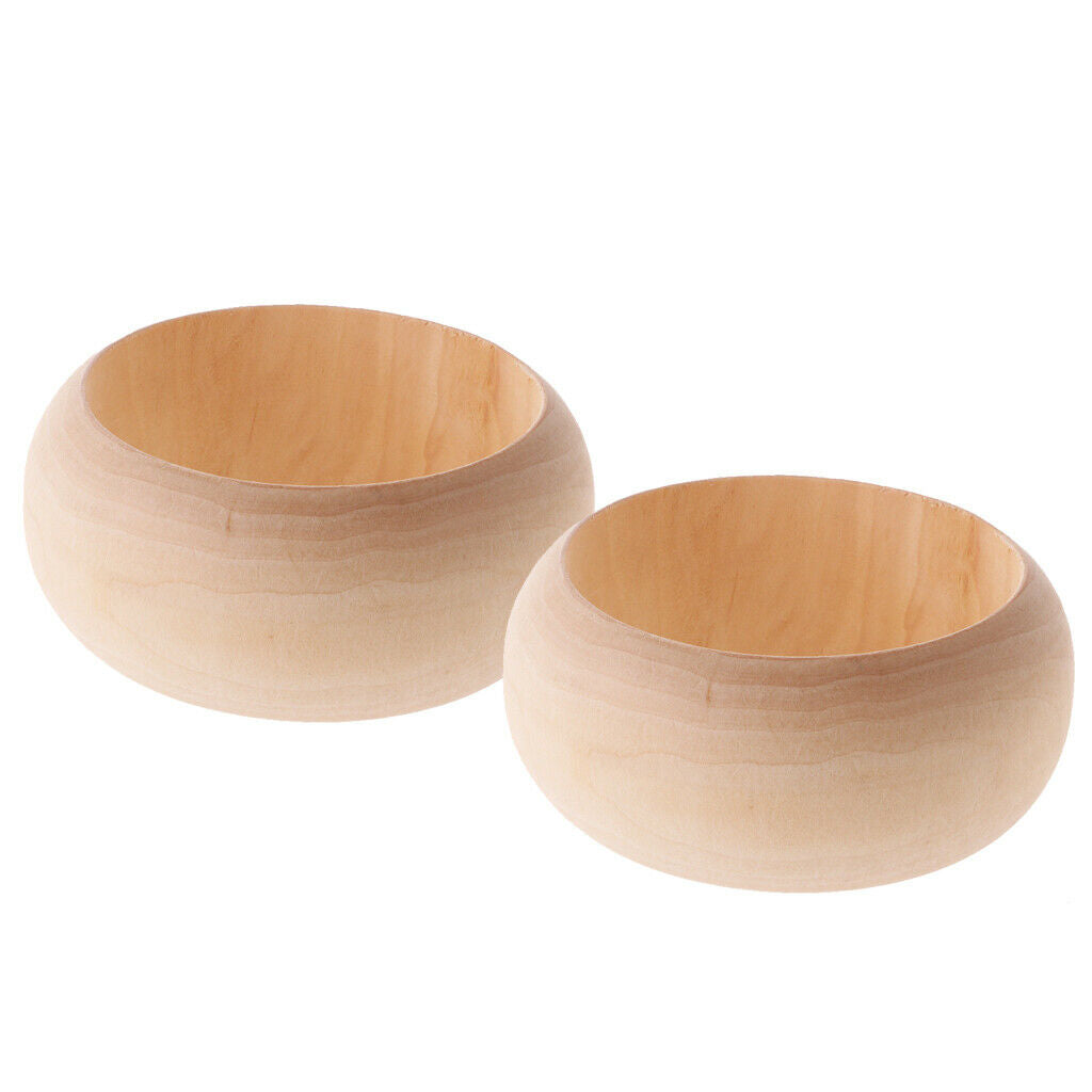 2pcs Wooden Round Bracelet Blank Bangle Jewelry Craft Wood Rings
