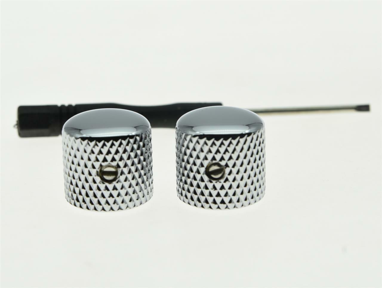 2pcs Set Screw Chrome Metal Guitar Dome Knobs for Tele Telecaster or Bass Knob