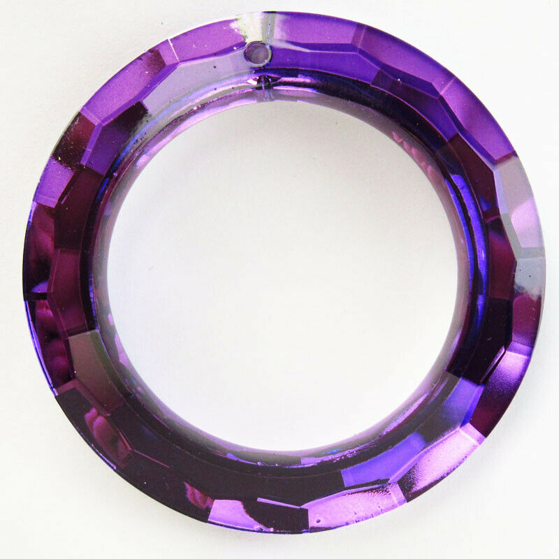 2Pcs 50x8mm Faceted Purple Titanium Crystal Donut Pendant Bead A-235SJ