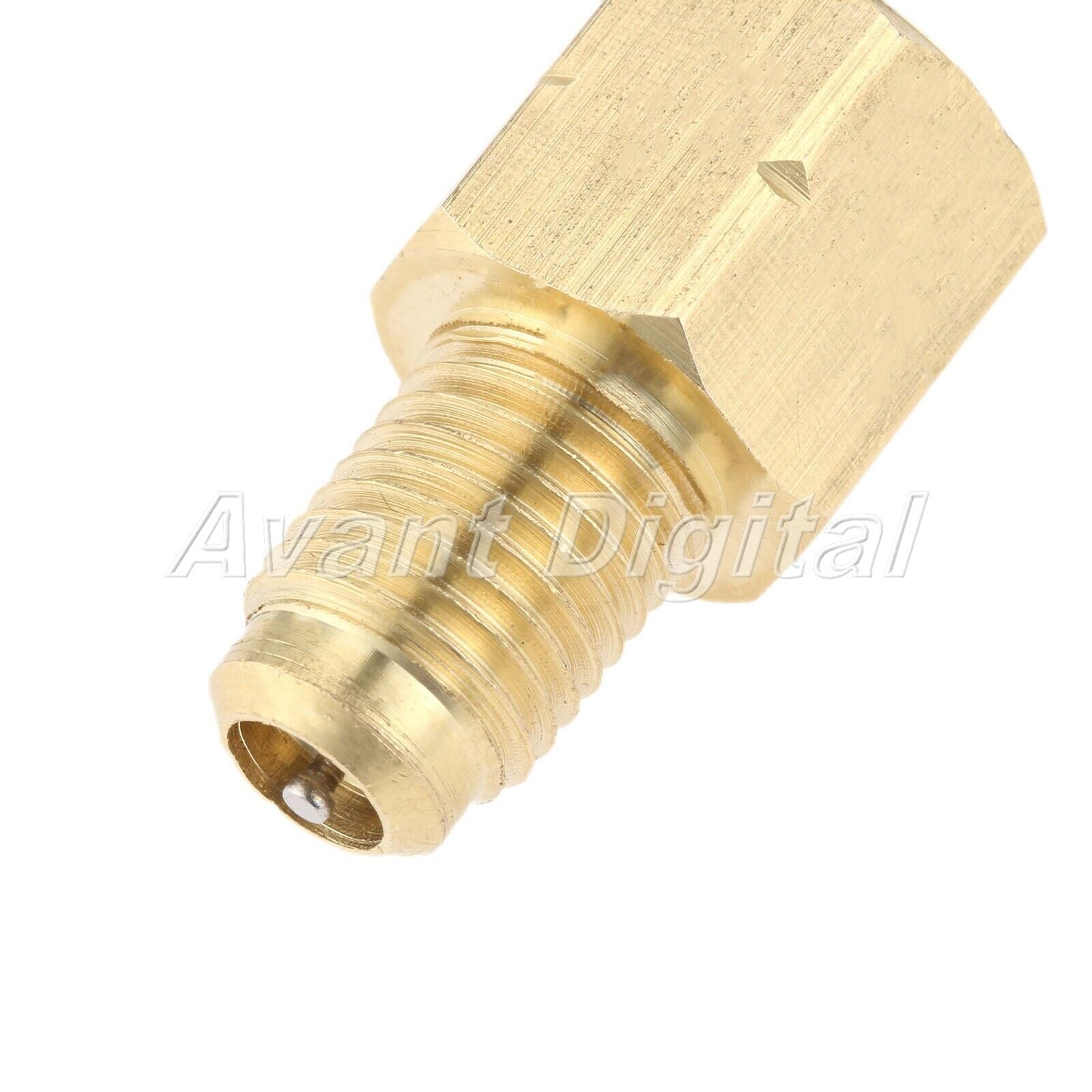 Vacuum Pump Adapter 1/2 Acme-LH x 1/4 Sae Male c/w Removable Valves Core R1234YF