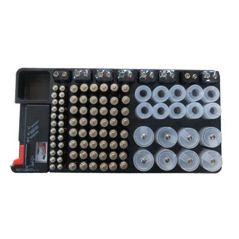 98 Grids Battery Storage Organizer Holder Tester Battery Caddy Rack Case Box FT