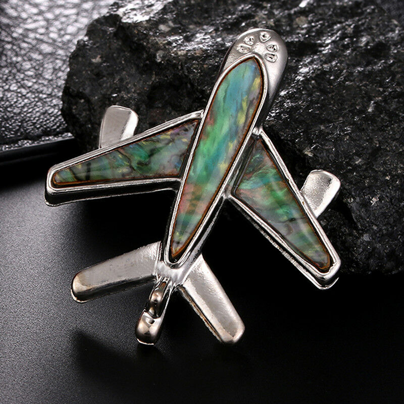 Airplane Aircraft Plane Brooch Pin Shell Shirt Collar Lapel Brooch Jewelry GY1