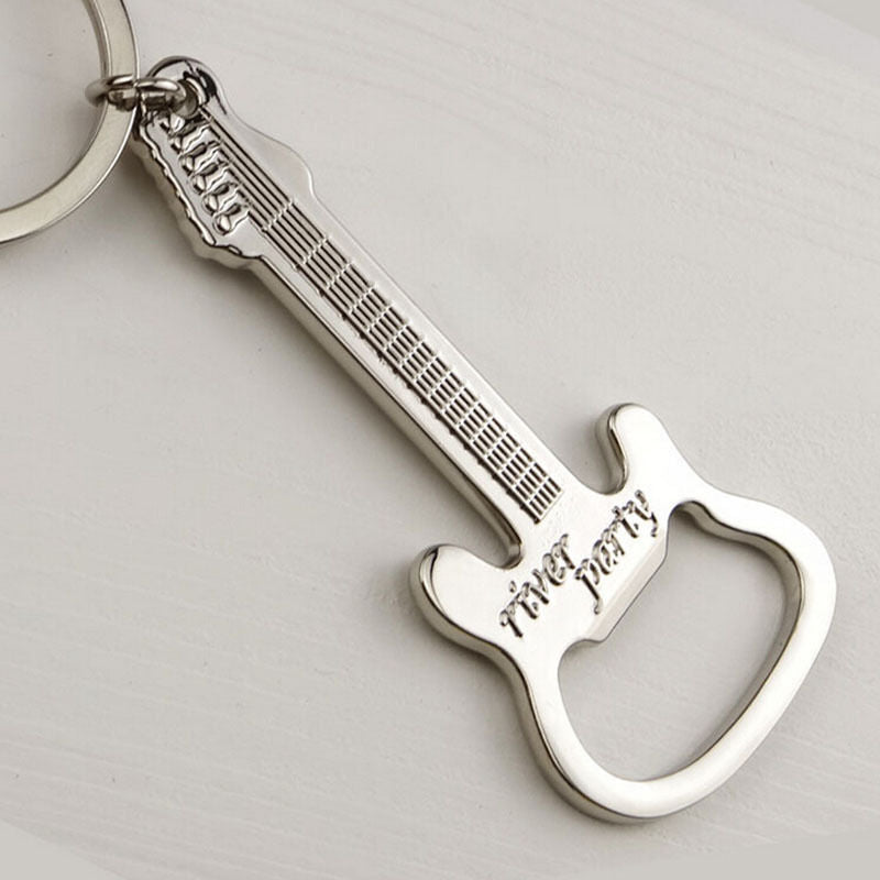1 X Hot Guitar Bottle Opener Ring Keyring Chain Metal Bar Wine Beer Cap T.l8