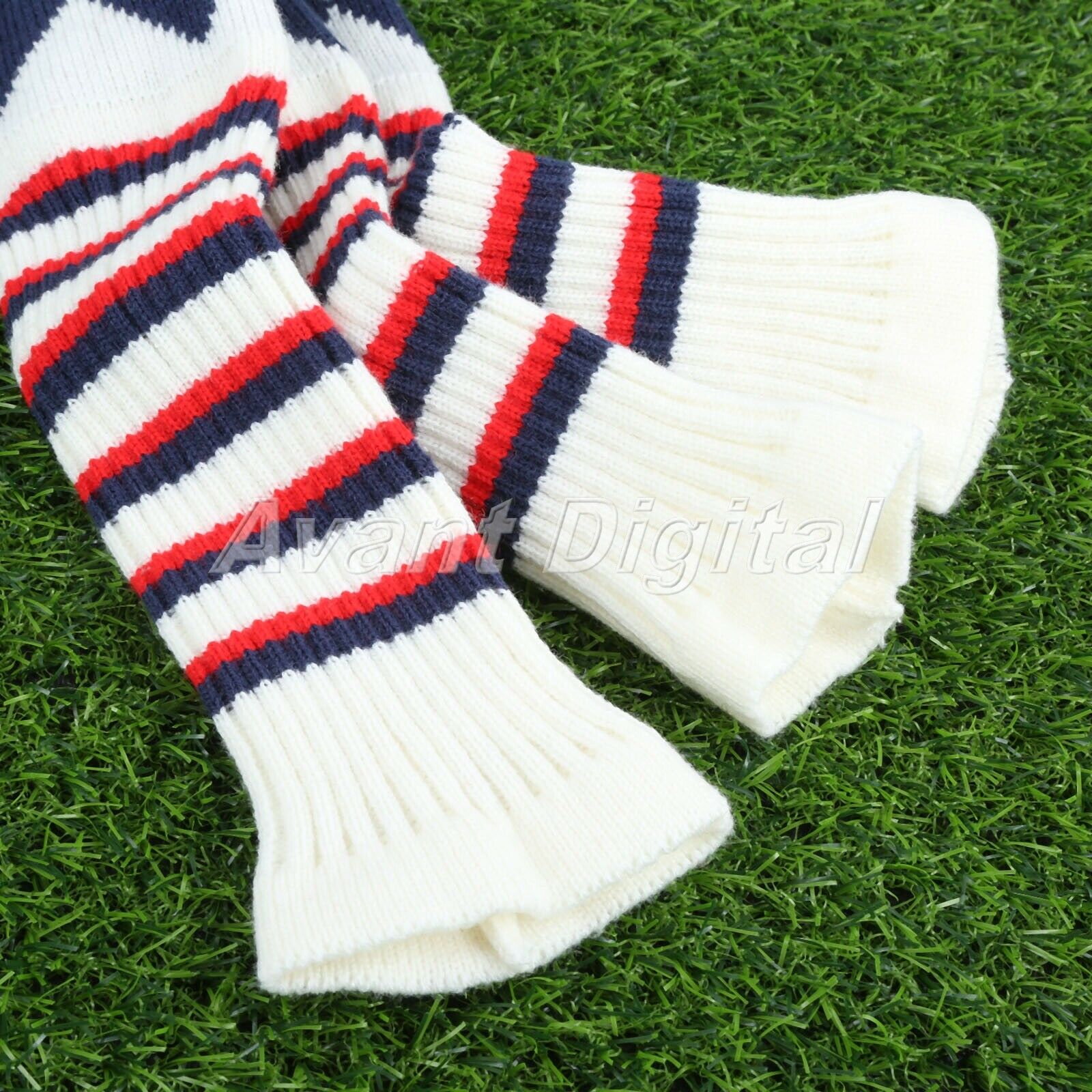 3Pieces Golf Head Covers Knitted Striped Pom Pom Soft Wood Protective Cover Case