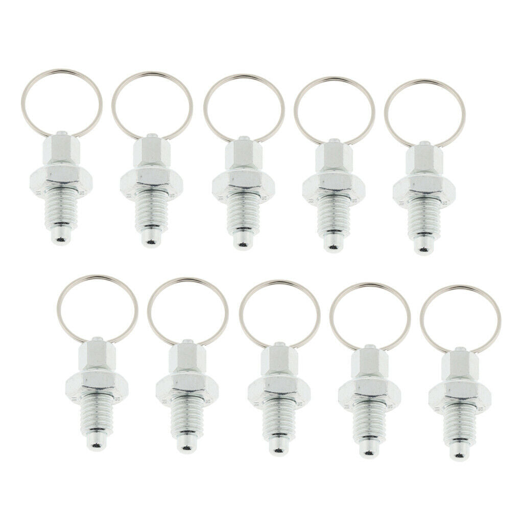 10 Pcs M10 Steel Spring Plunger Indexing Plungers with Pull Ring