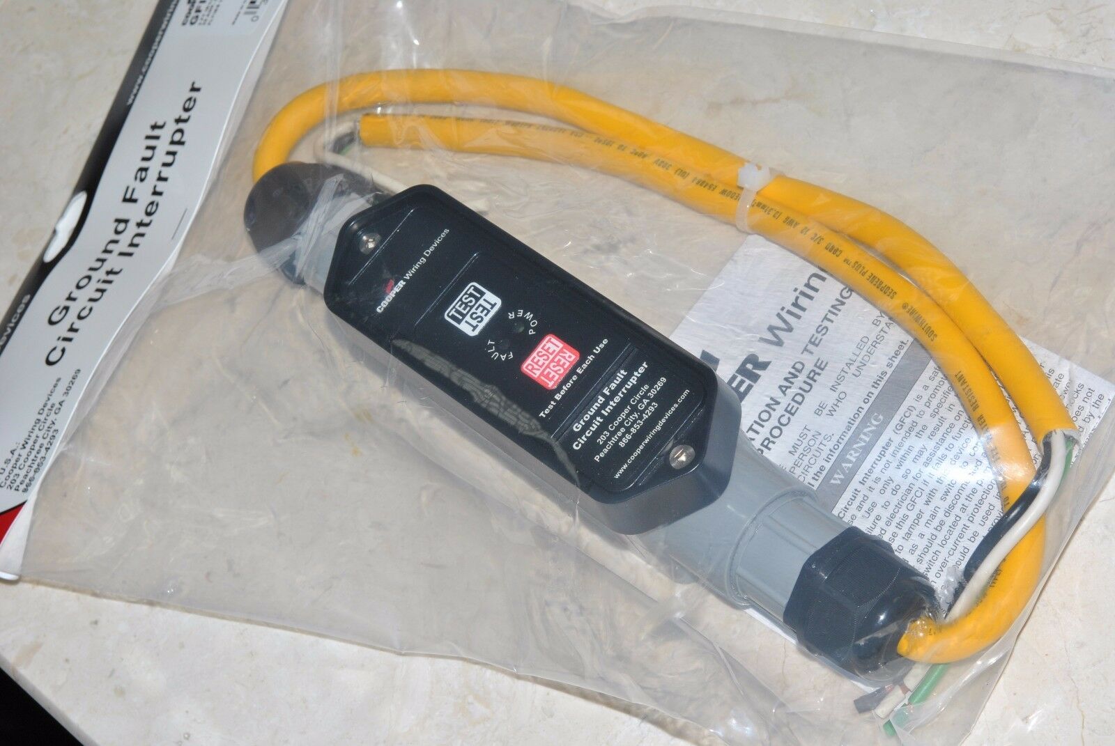 1pcs - COOPER GFI22M1NN 20A 240V/AC Industrial grade portable GFCI - NEMA 4X