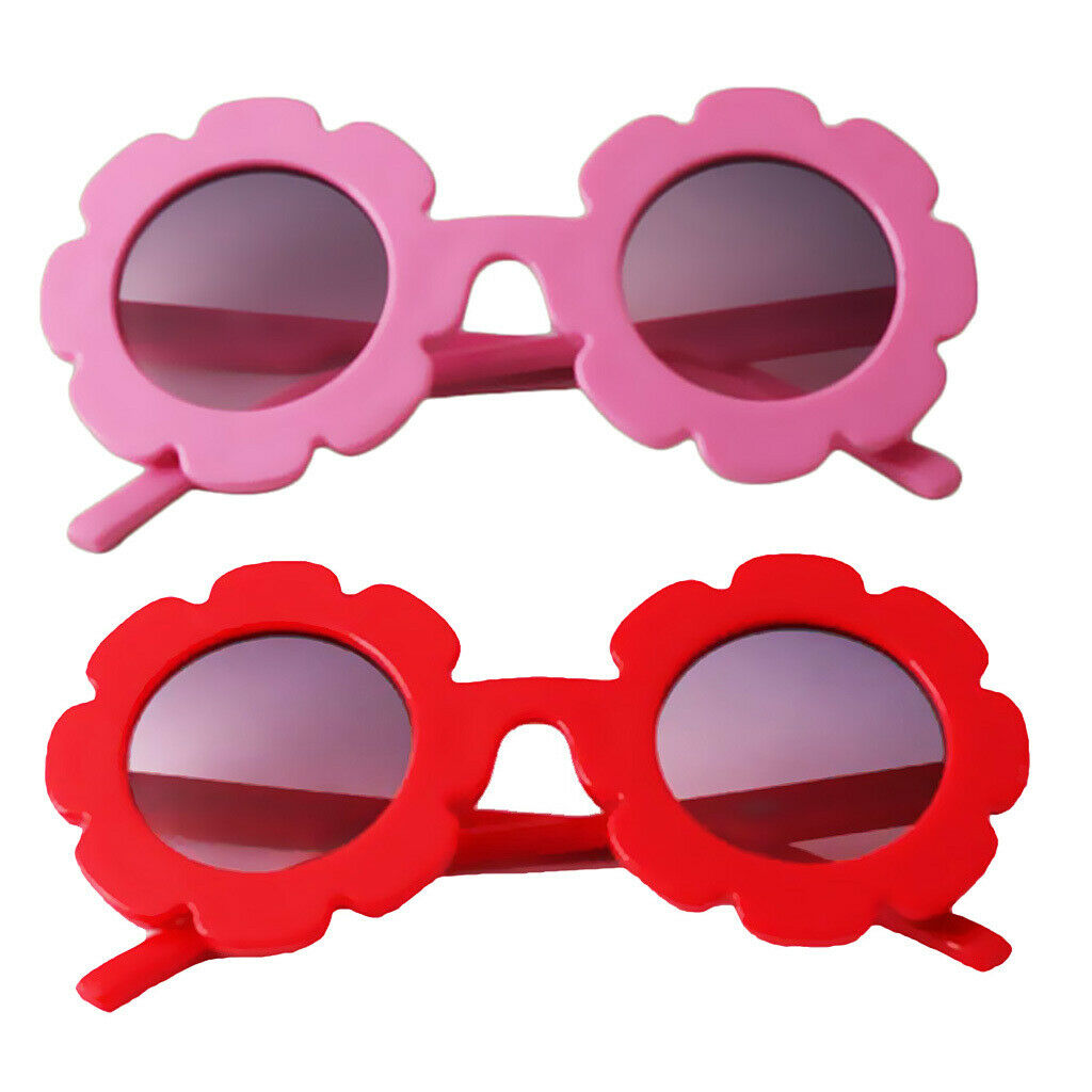 2pcs Lovely Toddler Baby Sunglasses UV400 Protection Red + Pink
