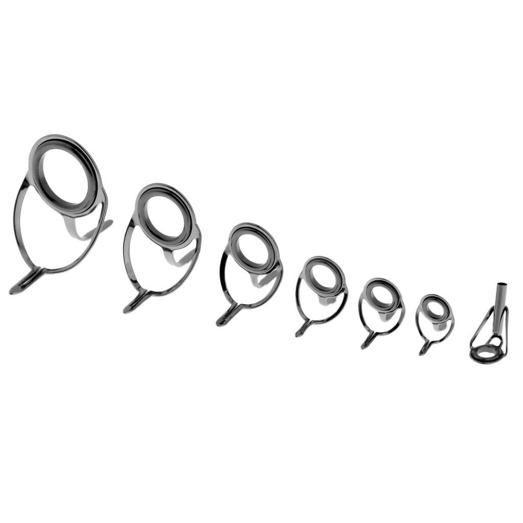 7pcs Ceramic Ring Fishing Rod Guides Line Repair Tip Tops Rings Multi-sizes