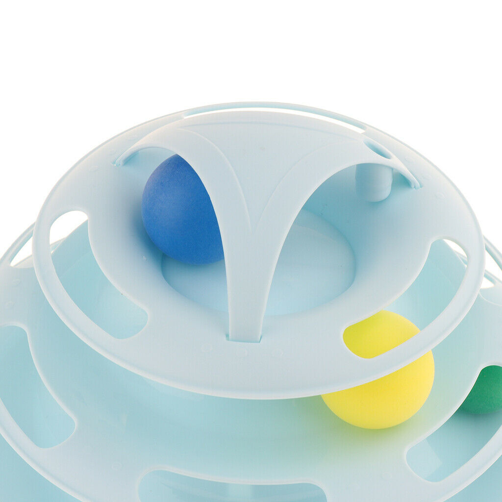 Four Layers Pet Cat Toys Turntable Intelligence Training Ball Tray Blue