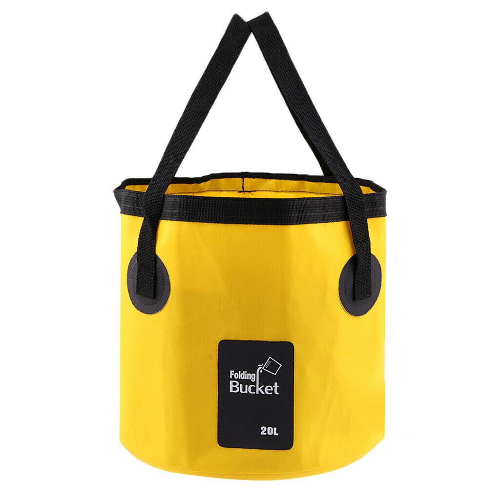 Folding Bucket Water Container Bag for Outdoor Camping Fishing 20L Yellow