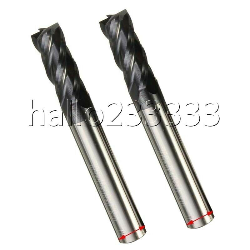 2PCS 8mm HRC50 HSS Straight Shank 4 Flute Tungsten steel cutter Cutter CNC Drill