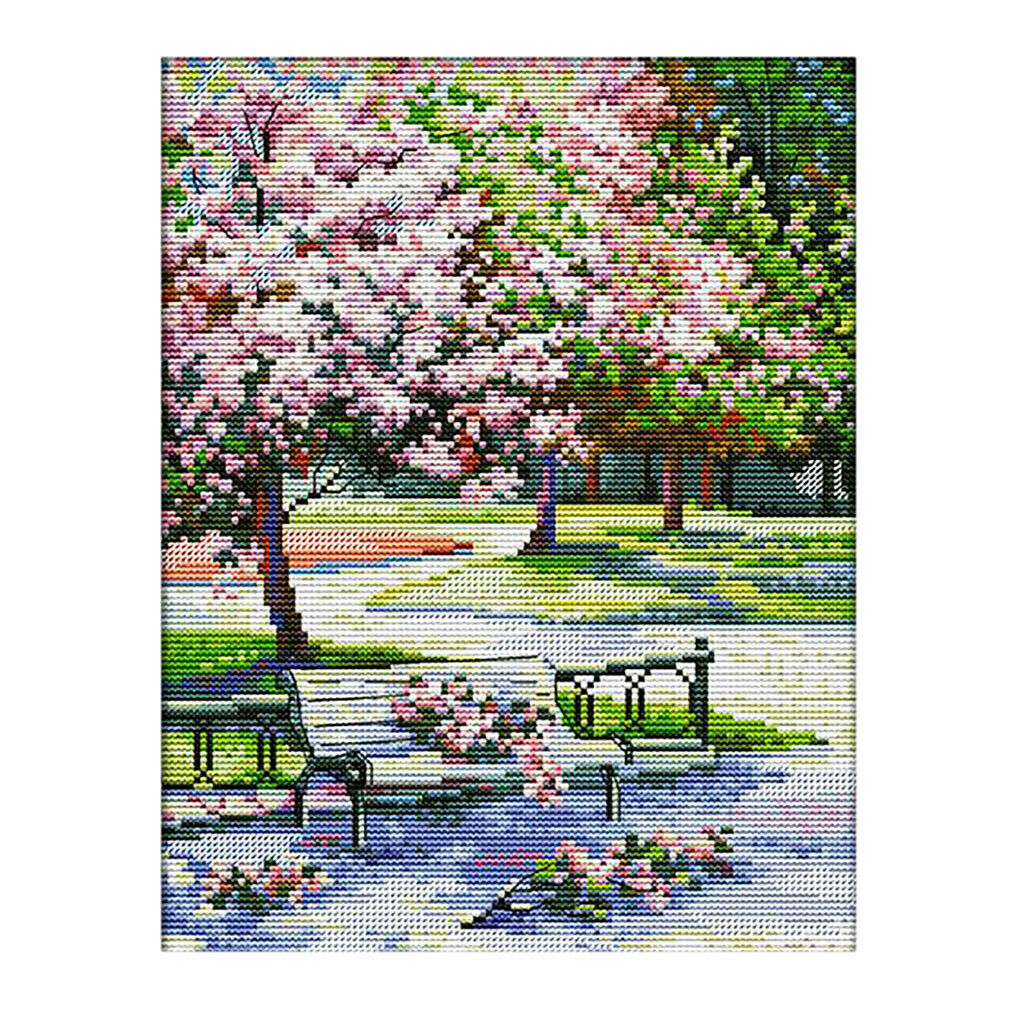 Stamped Embroidery Cross Stitch Kits Beginner Needlecrafts-Spring Scene 11CT