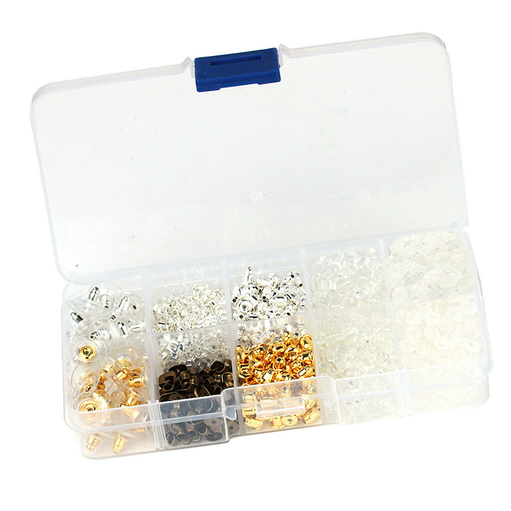 1040Pcs Earring Safety Backs DIY Jewelry Findings Making Supplies With Box