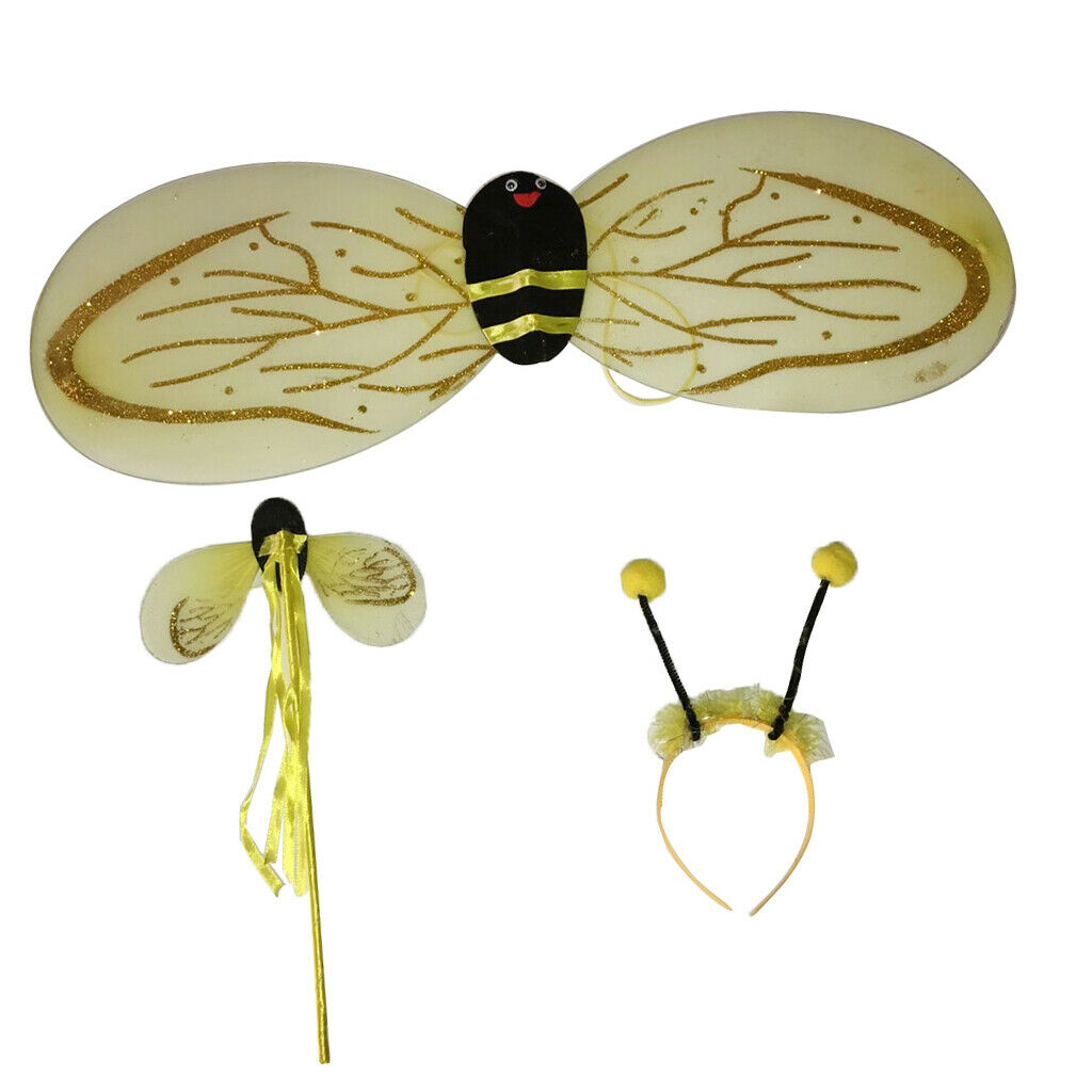 3x Bumble Bee Honey Girls Toddler Fairy Halloween Fancy Dress Party Costume