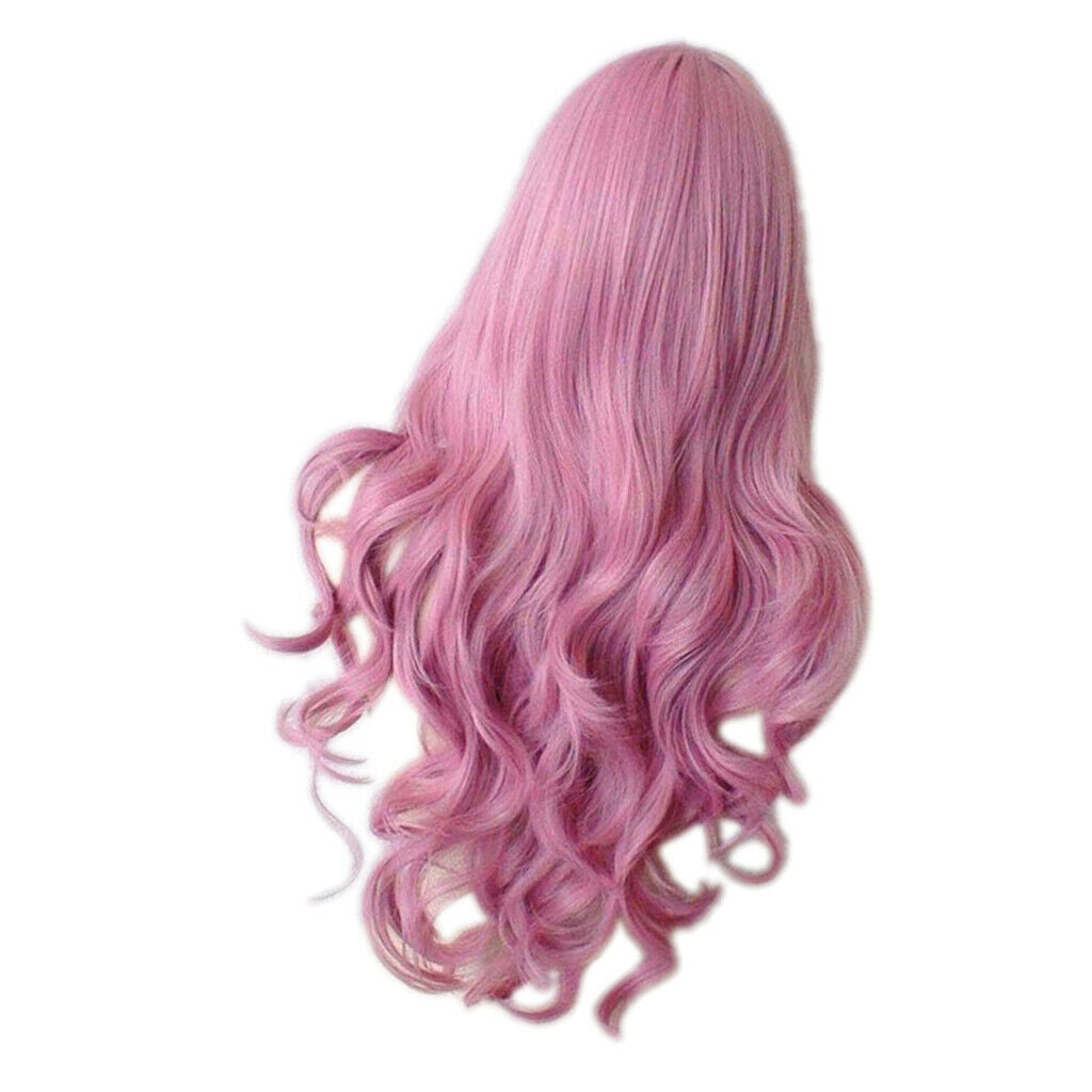 4 Colors Middle Part 26" Long Curly Wavy Synthetic Hair Wigs Girls Women 04