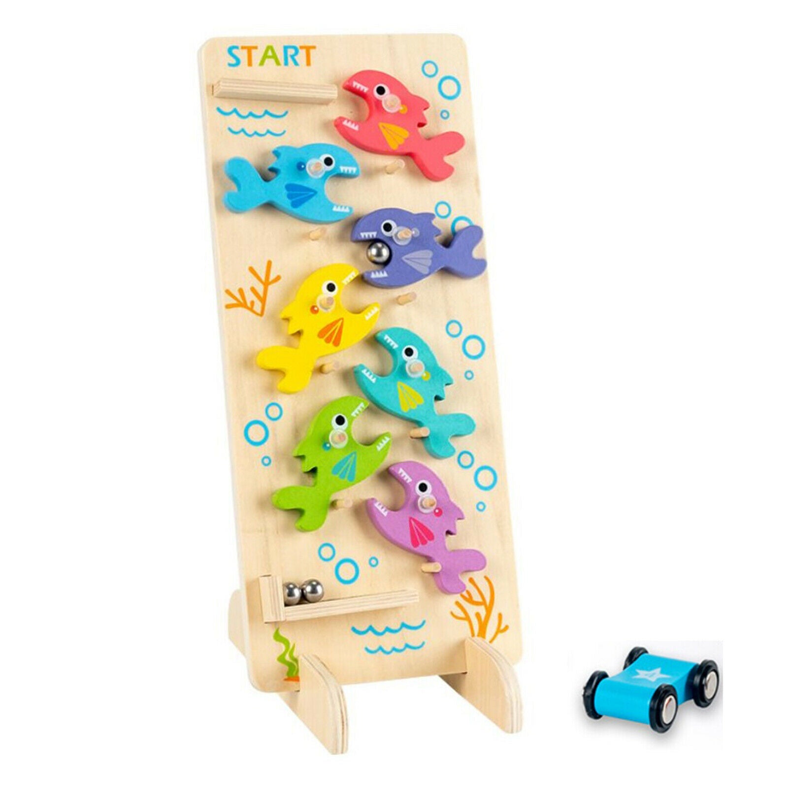 Wooden Double-Sided Sliding Game Toys Slide Car Inertia Develop Kids Skill