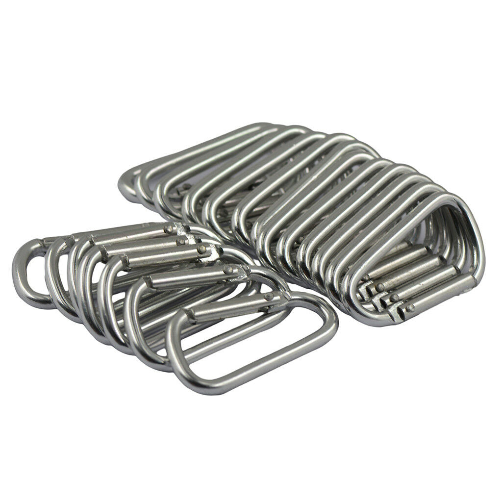 26pcs Aluminum Carabiner D-Ring Keychain Clip Round Snap Buckle Hook Keyring