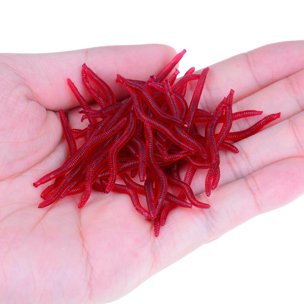 50X Soft Lure Fishing Simulation Earthworm red Worms Artificial Fishinglu.l8