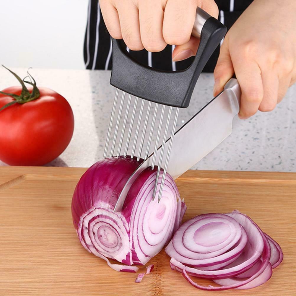 Stainless Onion Holder Onion Cutting Tool Vegetables Slicer Cutting Aid Holder