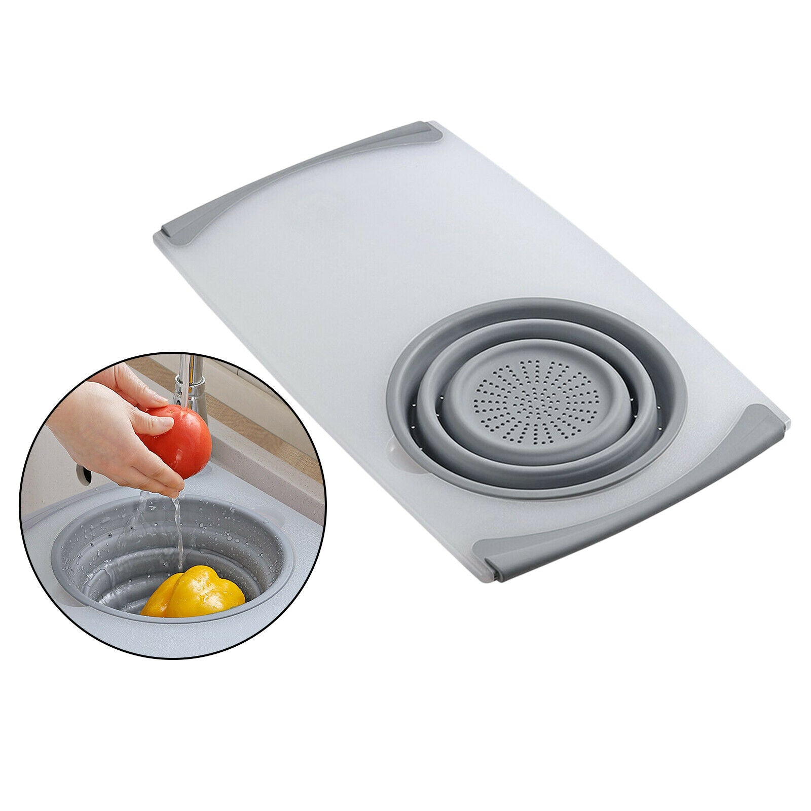 3 in 1 Cutting Board Collapsible Drain Basket Fruit for Kitchen Kitchen Tool