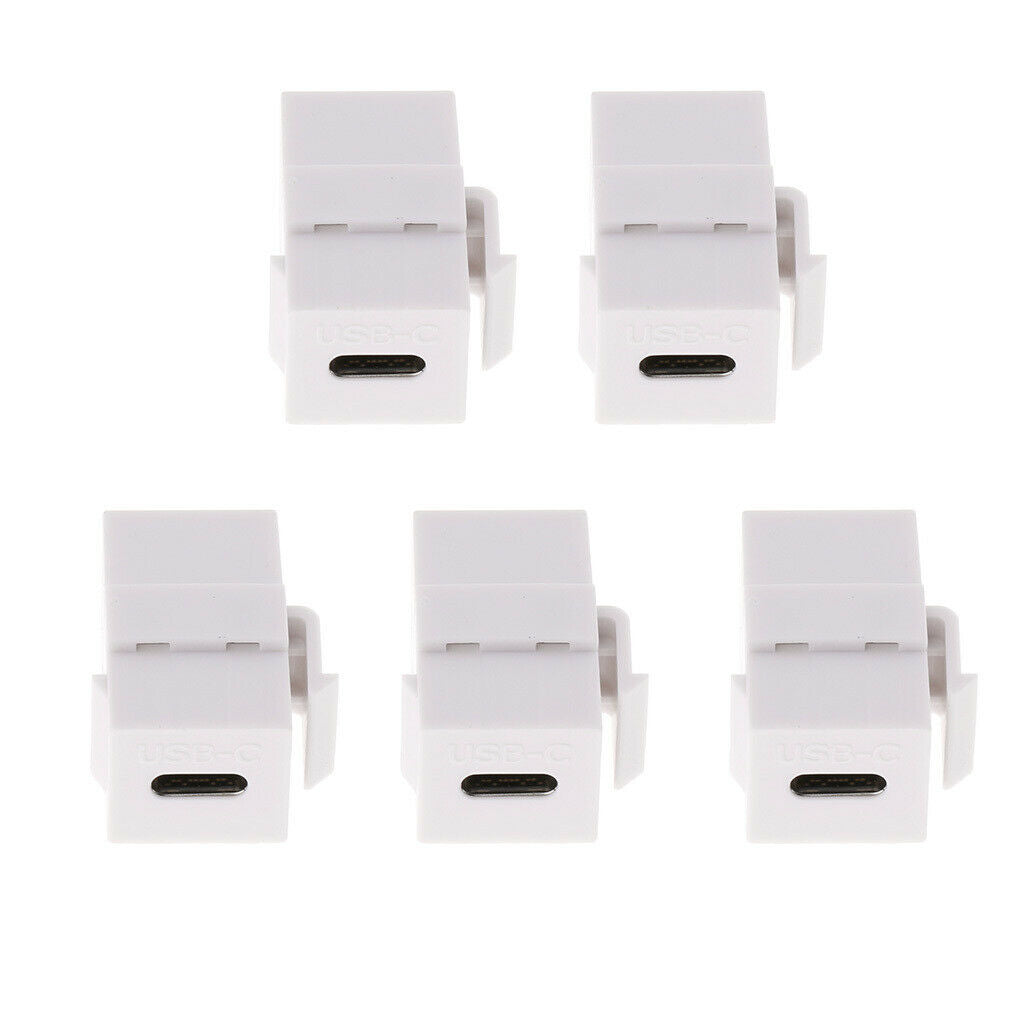 5Pieces Wall Plate Keystone   USB C Type C Female/Female, Coupler Type, White