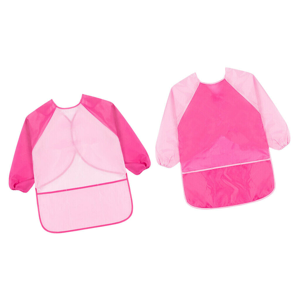 Set of 2, Kids Apron with Pocket Long Sleeve Craft Art Smock Children Baking