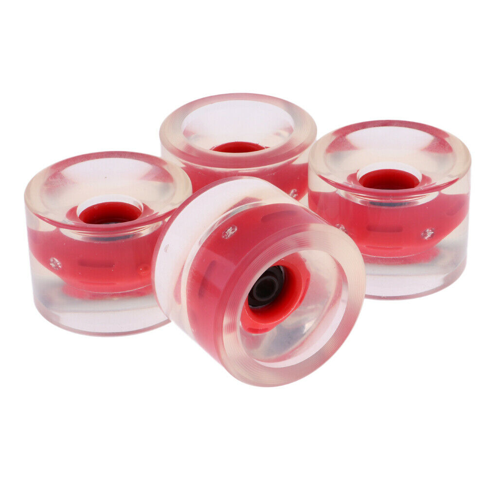 4PCS Replacement Longboard Skateboard Cruiser Light Up Wheels 70mm 78a Red